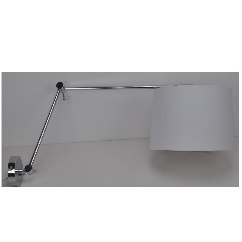 Vägglampa med tygskärm, lång arm med justerbar funktion