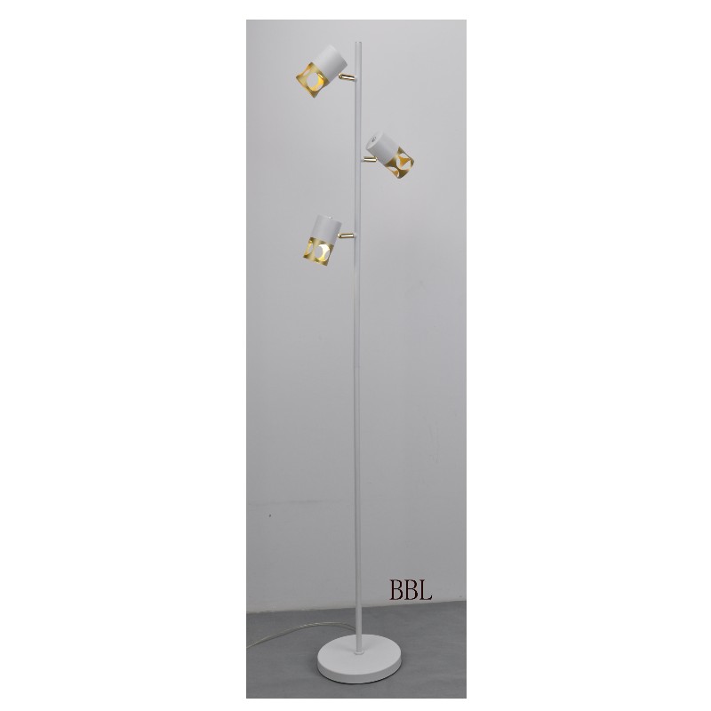 Modern golvlampa med vit + guldmetallnyans