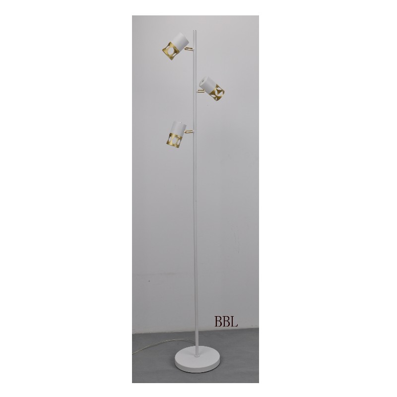 Modern golvlampa med vit + guldmetallnyans