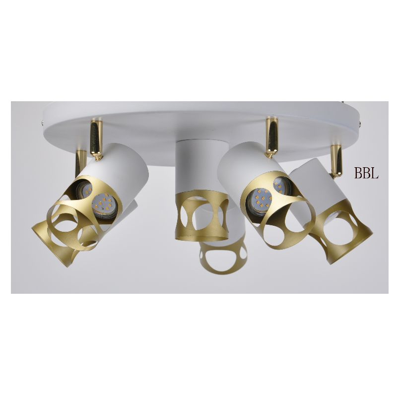 Modern spot ljus-6 med vit + guldmetallnyans, kan justera riktning