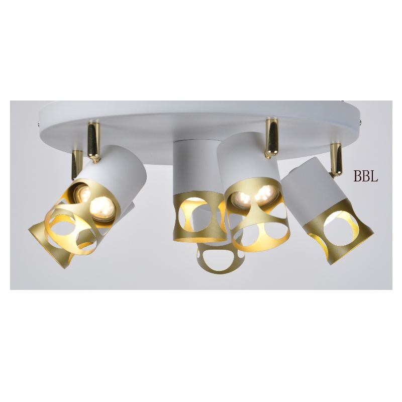 Modern spot ljus-6 med vit + guldmetallnyans, kan justera riktning